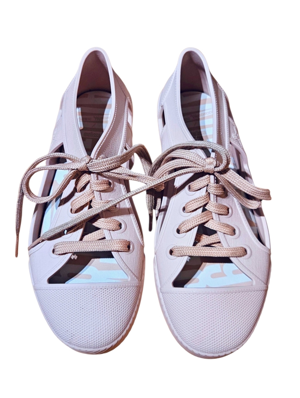 Melissa Vivienne Westwood Brighton Cutout Flexible Sneakers in Dusty Rose Sz 5